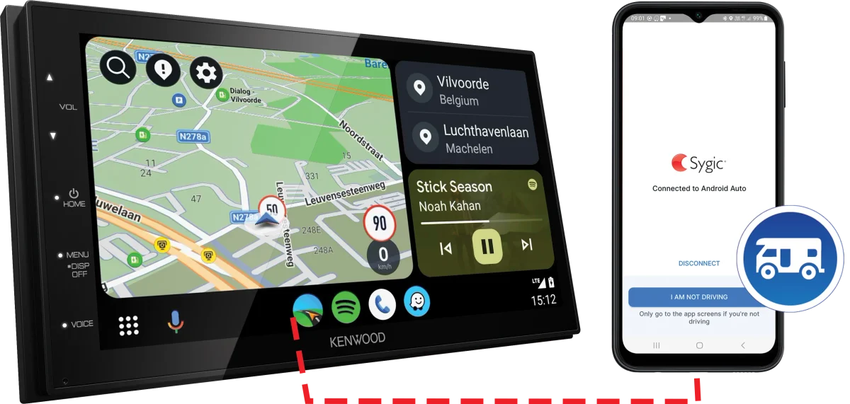 Kenwood DMX5020DABCAMPER DMX5020DABS inkl. Lizenz für Sygic GPS Navigations App – Bild 1